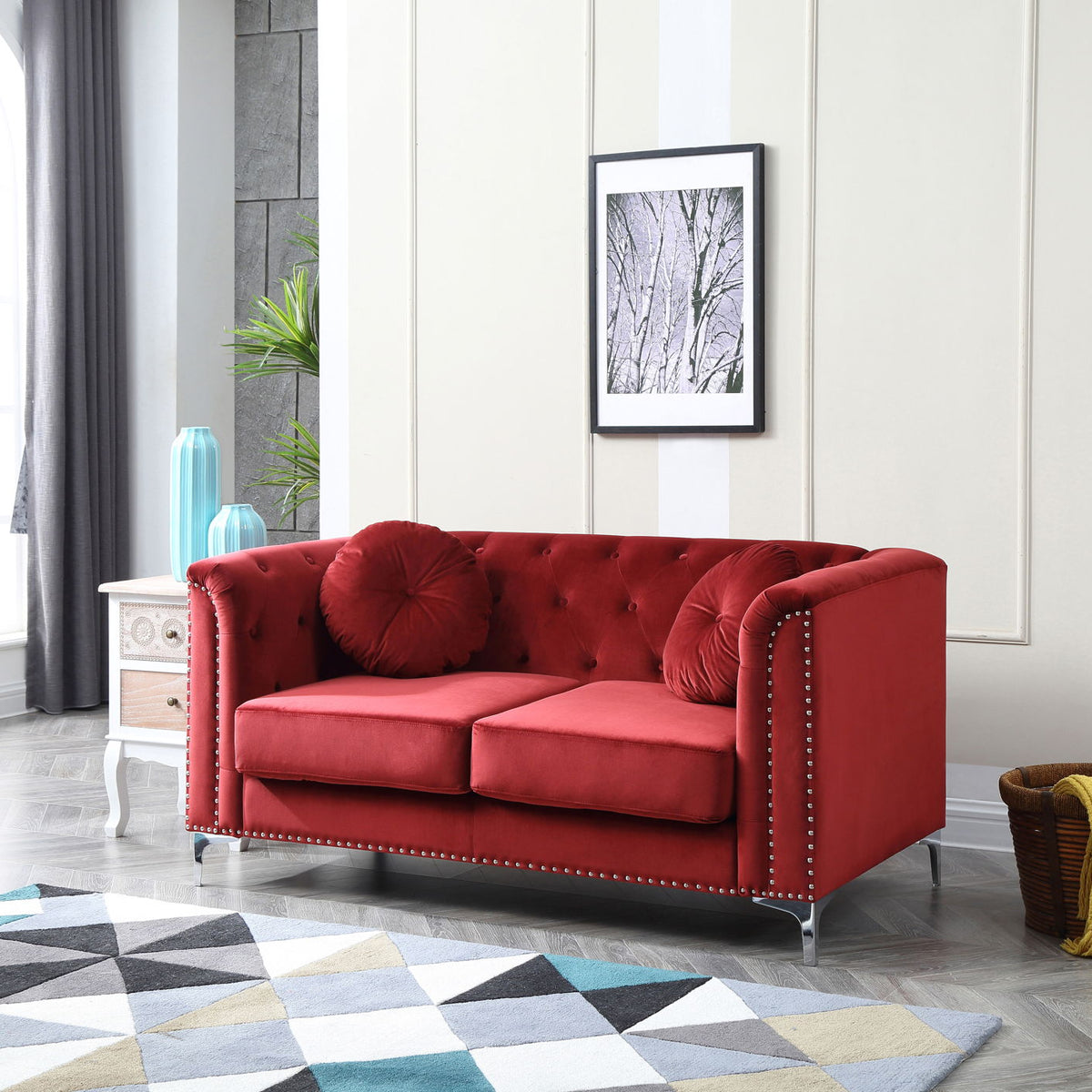 Stylish Sloped Arm Loveseat