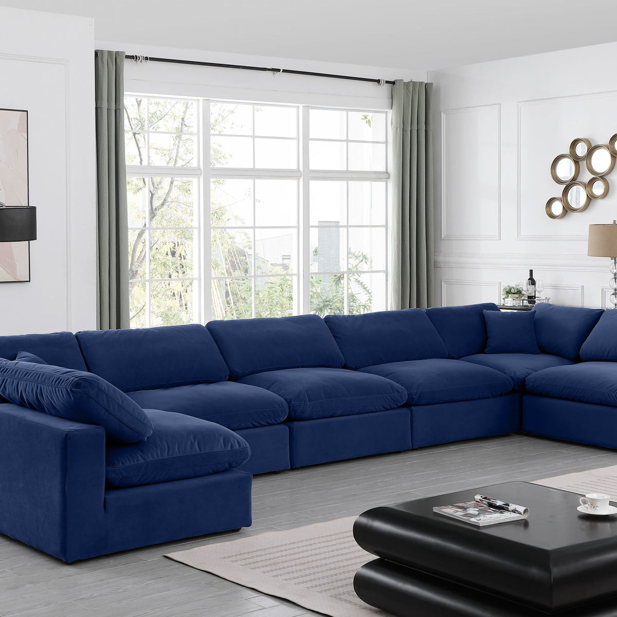 Comfy - 7 Piece Velvet Modular Armless Sectional