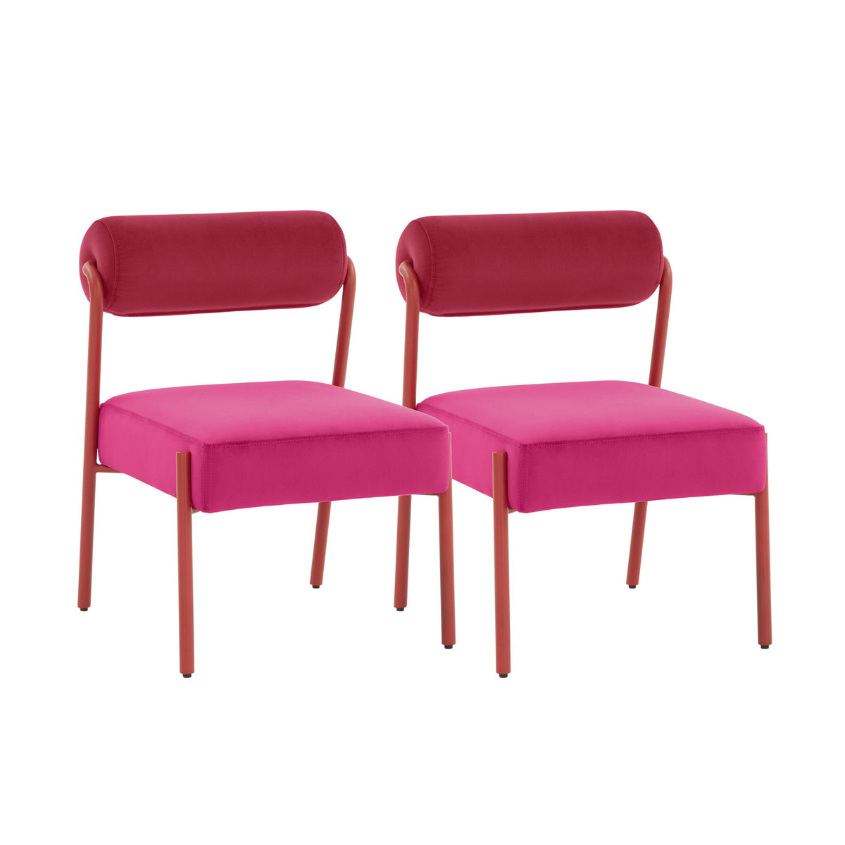 Jolene - Velvet Dining Chair (Set of 2) - Hot Pink