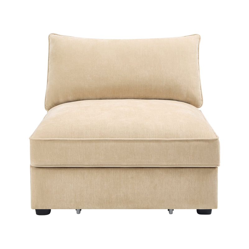 Velvet Armless Sofa - Wheat Velvet