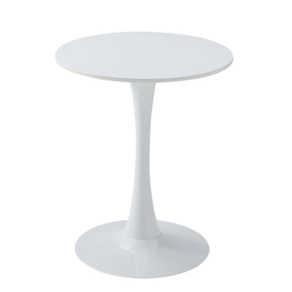 White round dining table with tulip-style pedestal base