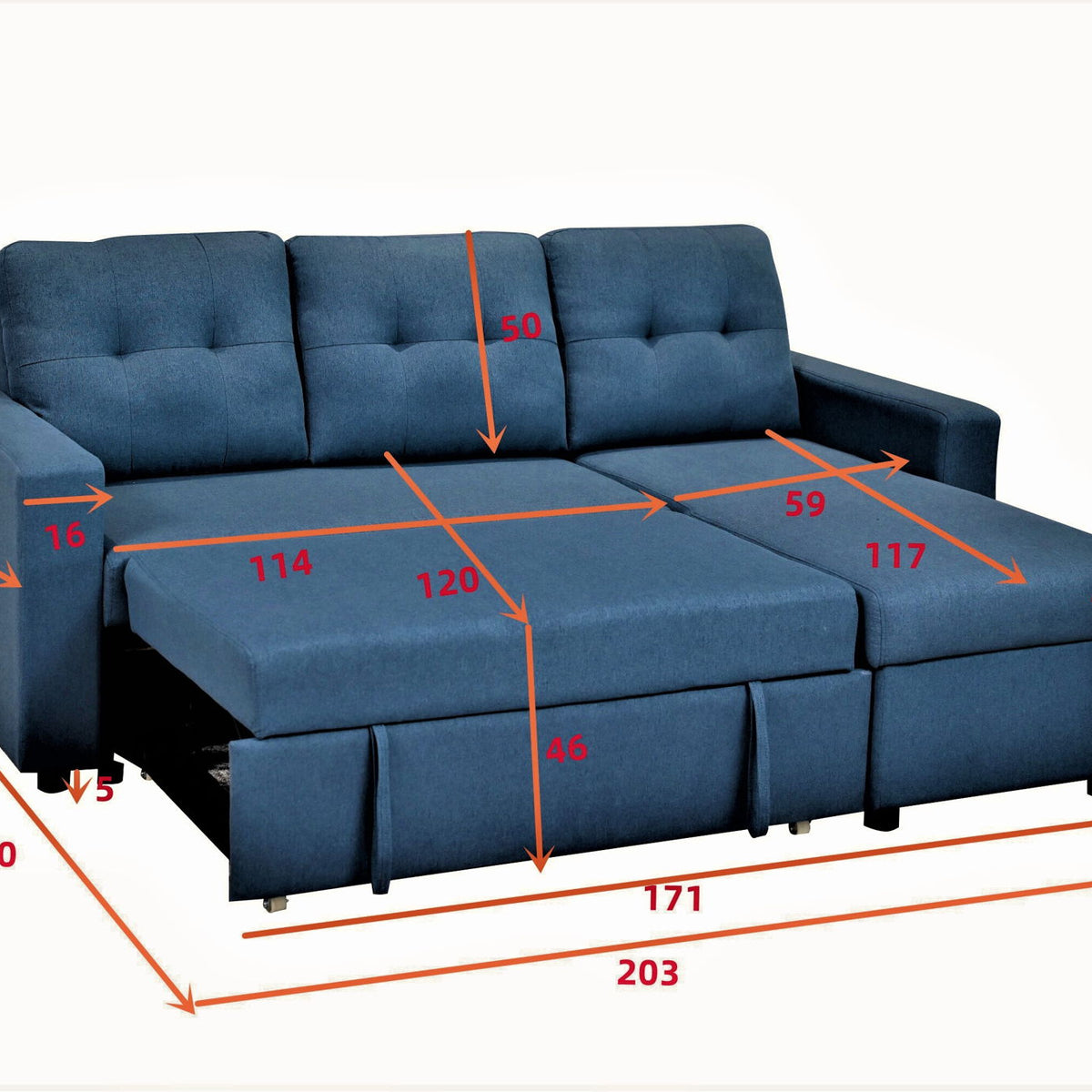 Convertible L Shaped Sectional Sleeper Sofa Bed, Saving Pull Out Couch