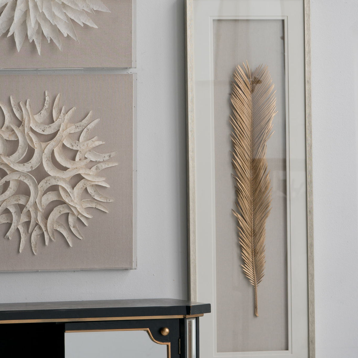 Leaf Framed Wall Art, Wall Decor For Living Room Dining Room Office Bedroom - Gold