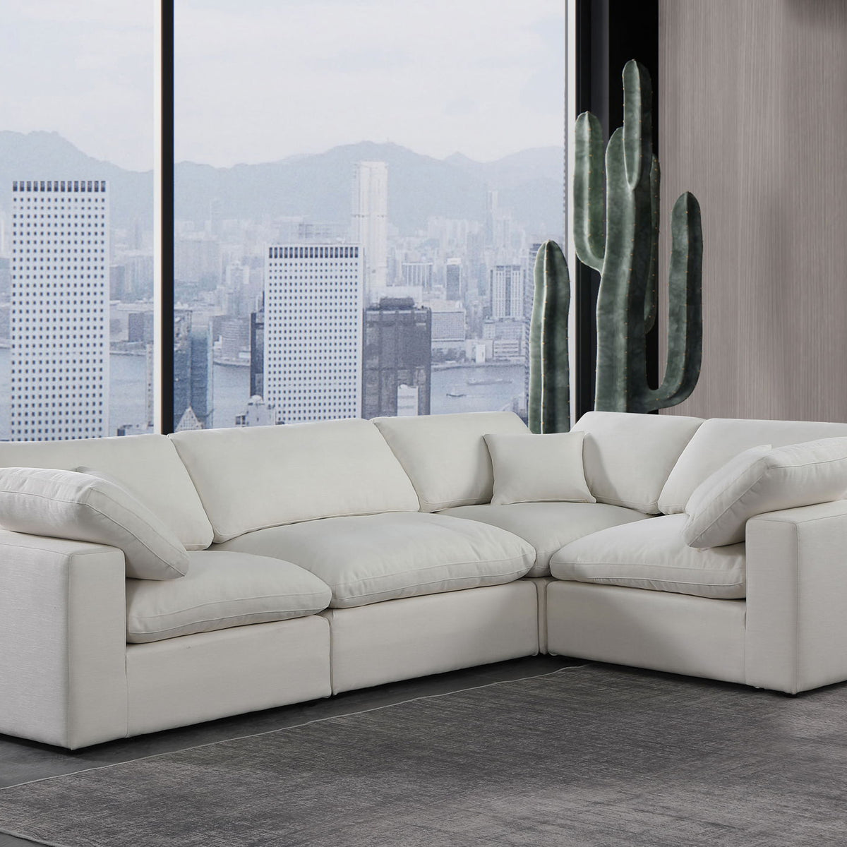 Comfy - 4 Piece Linen Fabric Modular Sectional