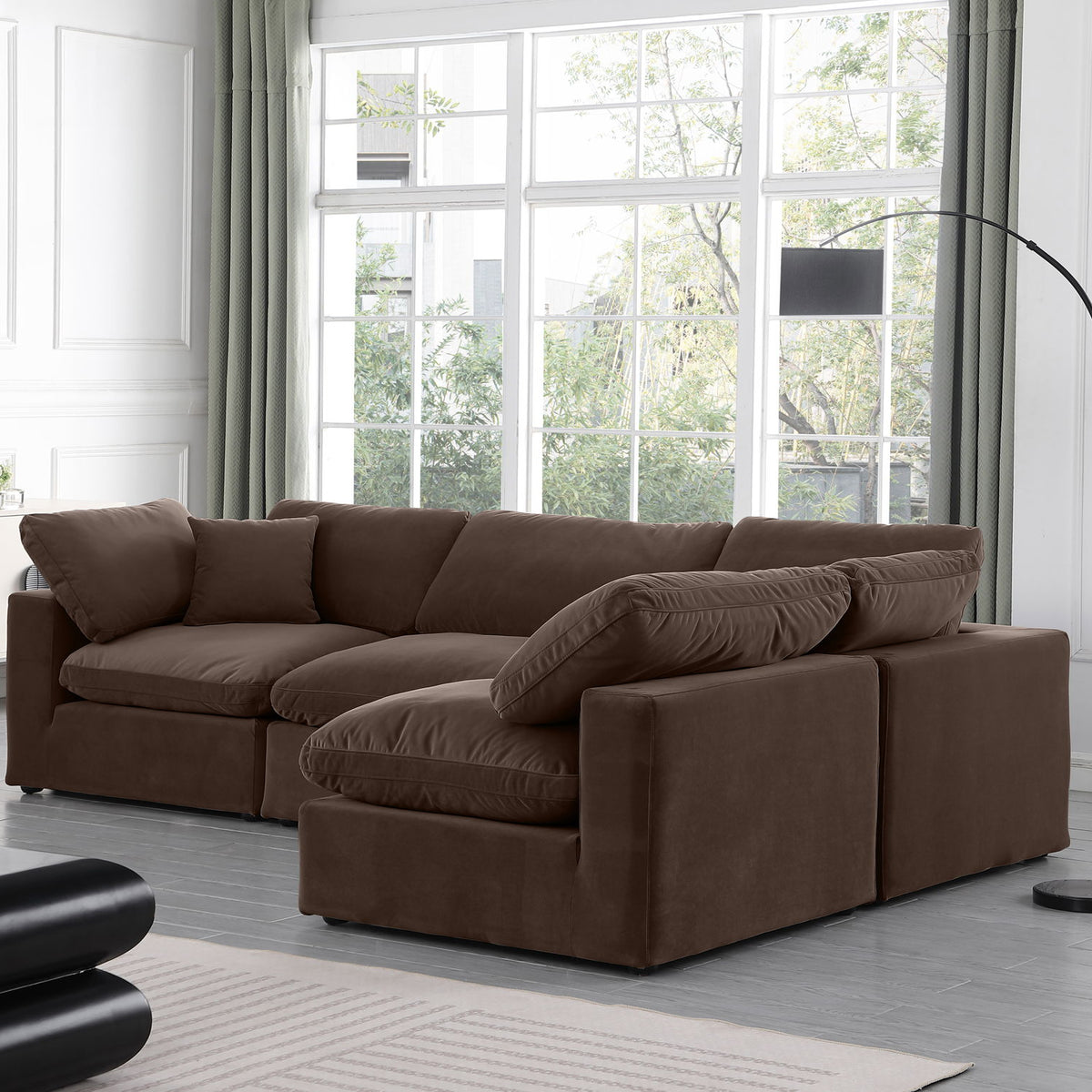 Comfy - 4 Piece Velvet Modular Armless Sectional