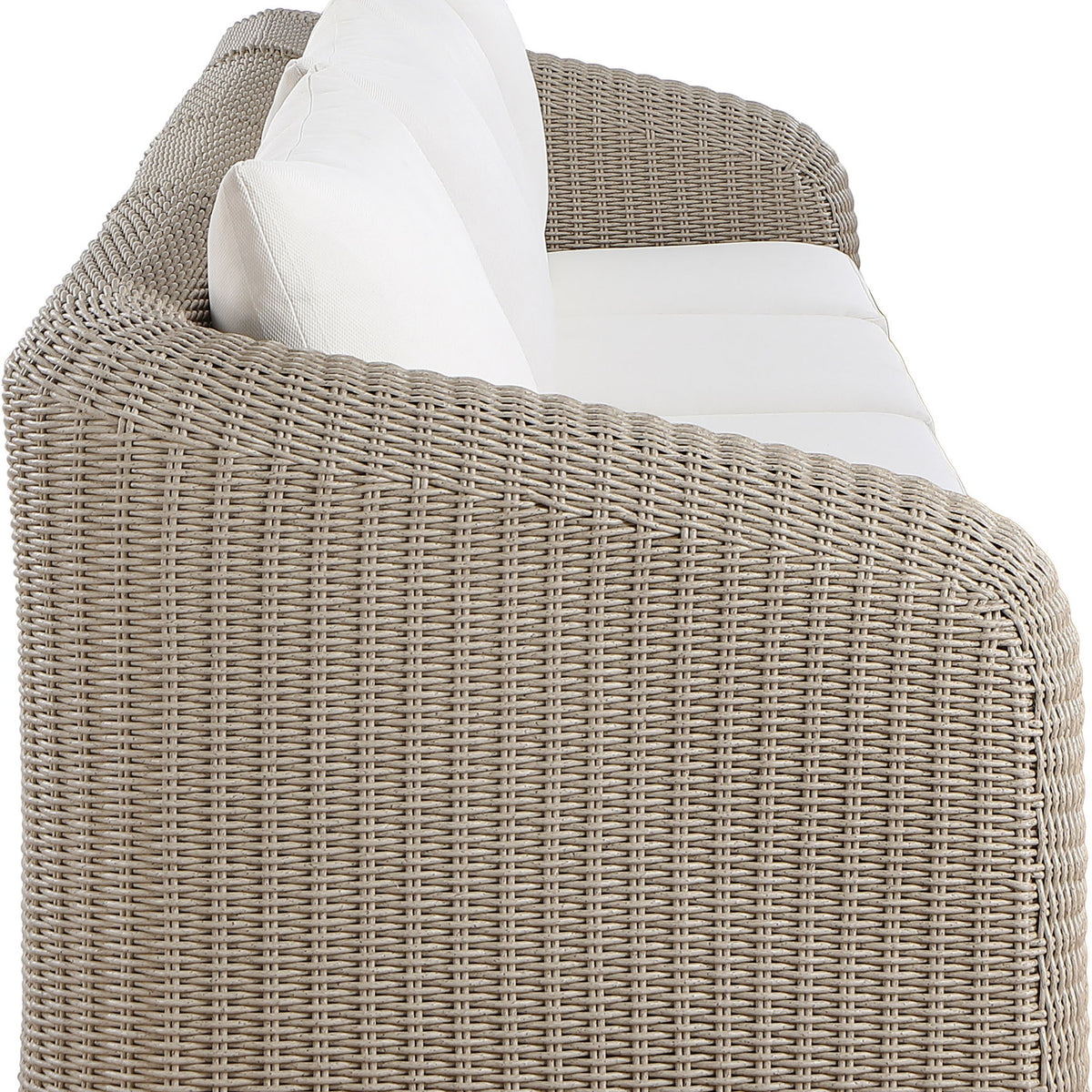 Seacrest - Olefin Water Resistant Fabric And Wicker 4 Piece Outdoor Patio Modular Sofa