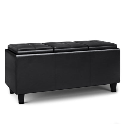 Avalon - Tray Storage Ottoman With Lift Up Lids - Midnight Black