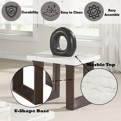 Edwyn - Natural Marble Top End Table