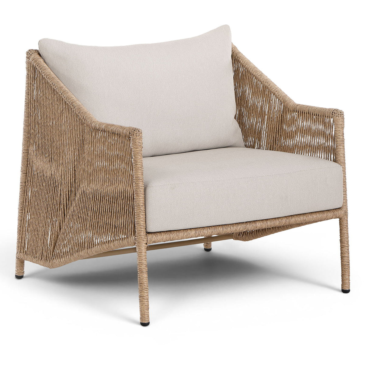 Coastline - Olefin Water Resistant Fabric And Wicker Outdoor Patio Accent Chair - Beige