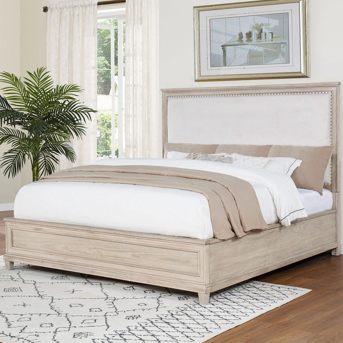 Pembroke 66-inch Eastern King Panel Bed Washed Oak
