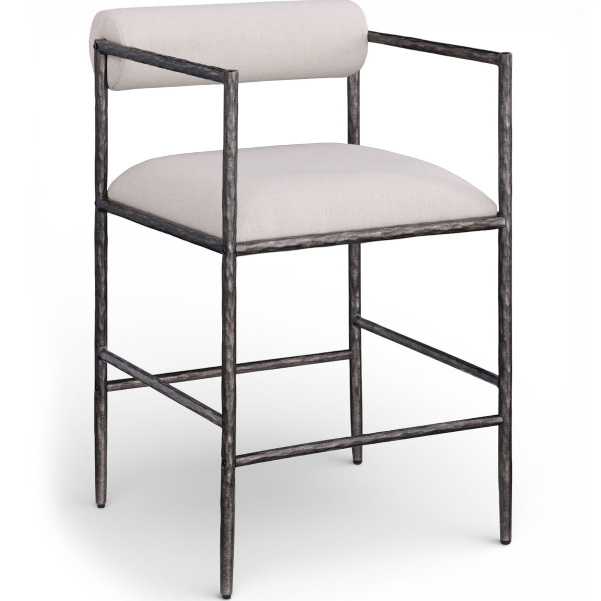 Axis - Linen Textured Beige Fabric Upholstered Counter Stool (Set of 2)