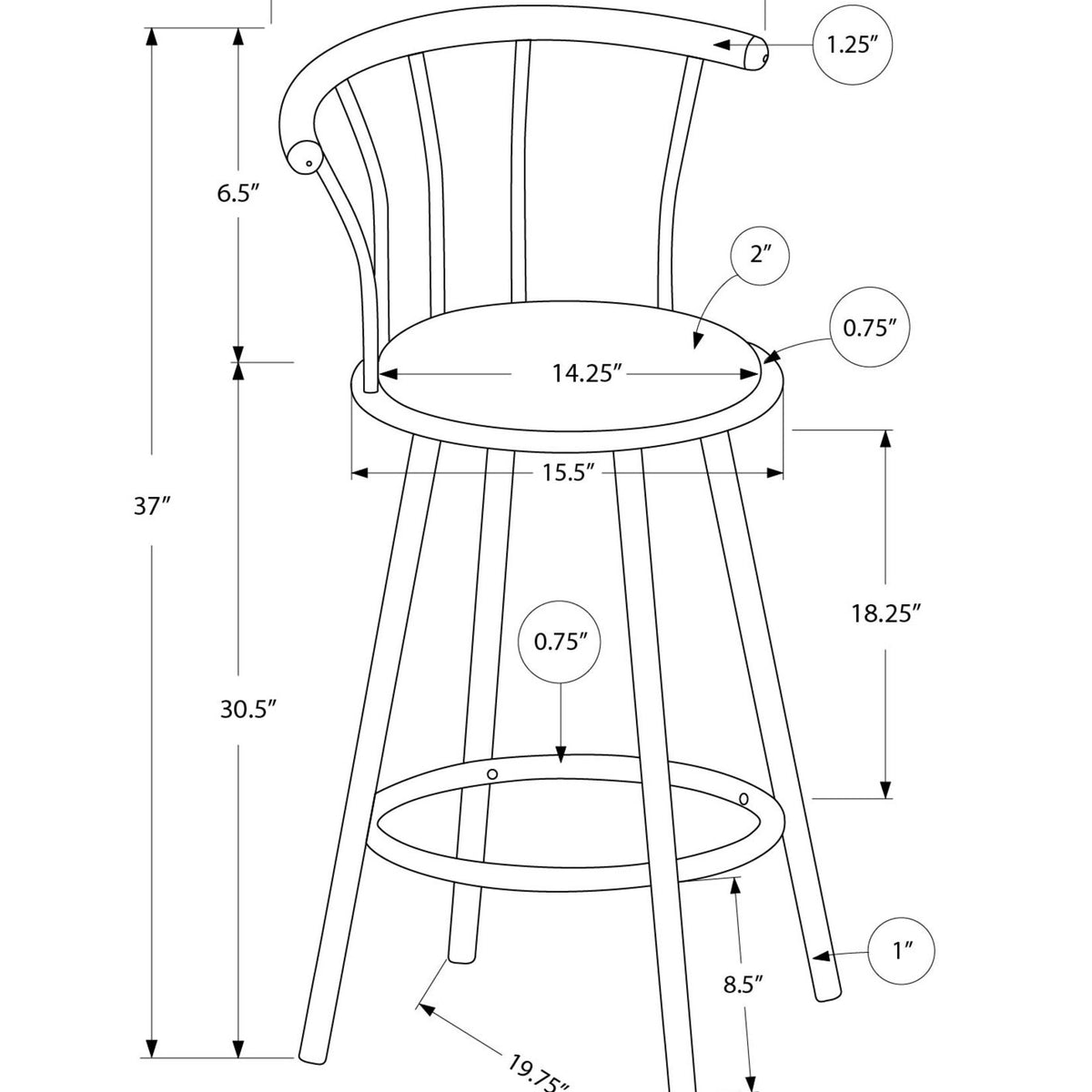 Swivel Stool Bar Height, Stylish Design Contemporary & Modern (Set of 2)