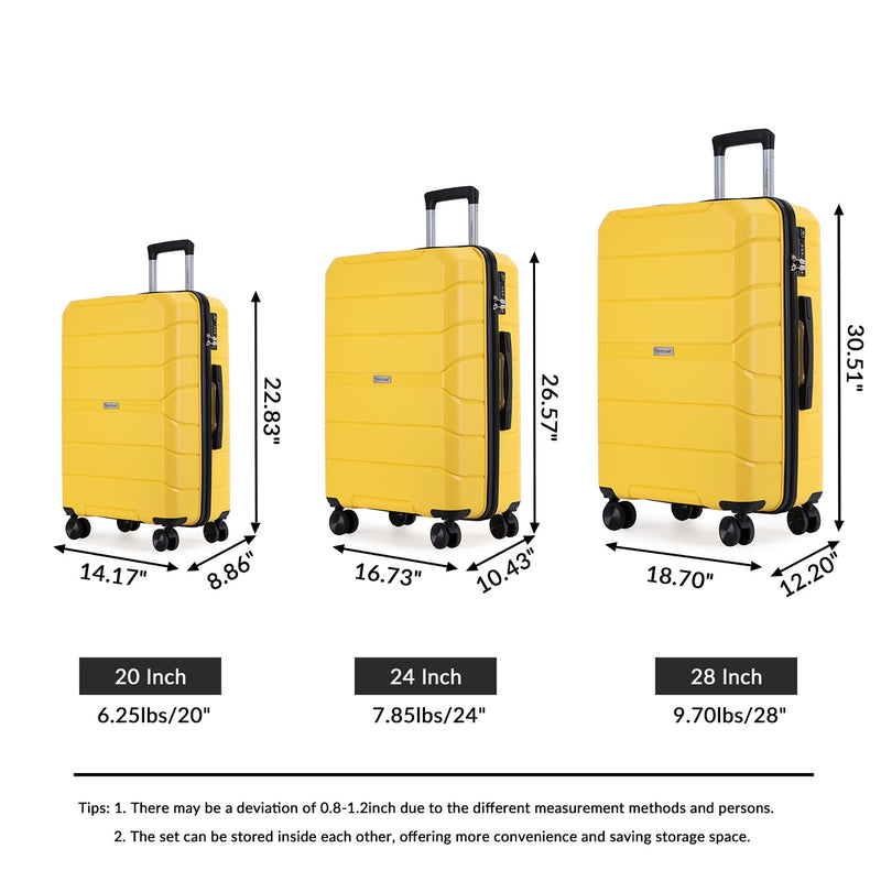 Hardshell Suitcase Spinner Wheels Lightweight Durable Suitcase With Tsa Lock, 3 Piece Set