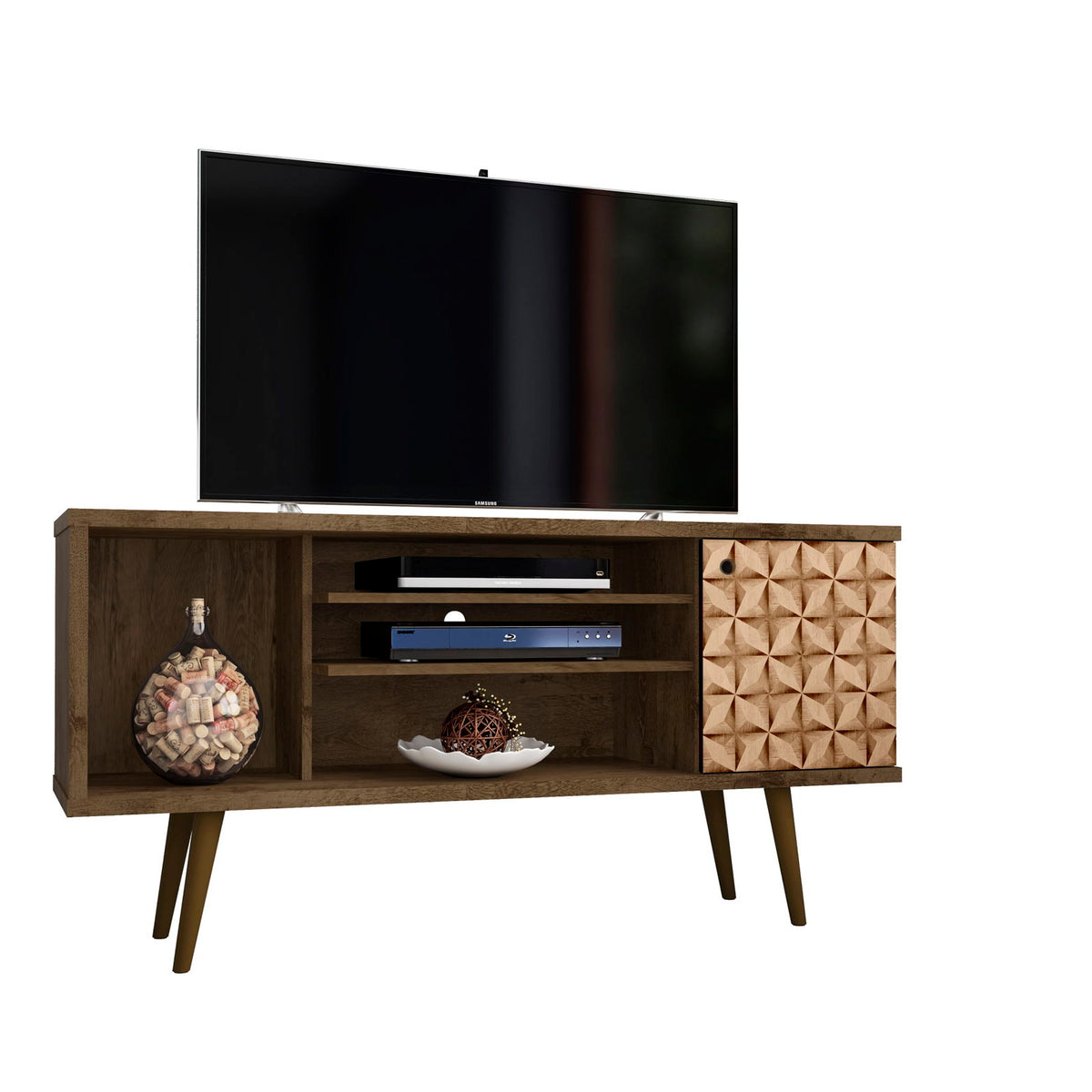 Manhattan Liberty - 53" TV Stand With Rustic Brown Frame