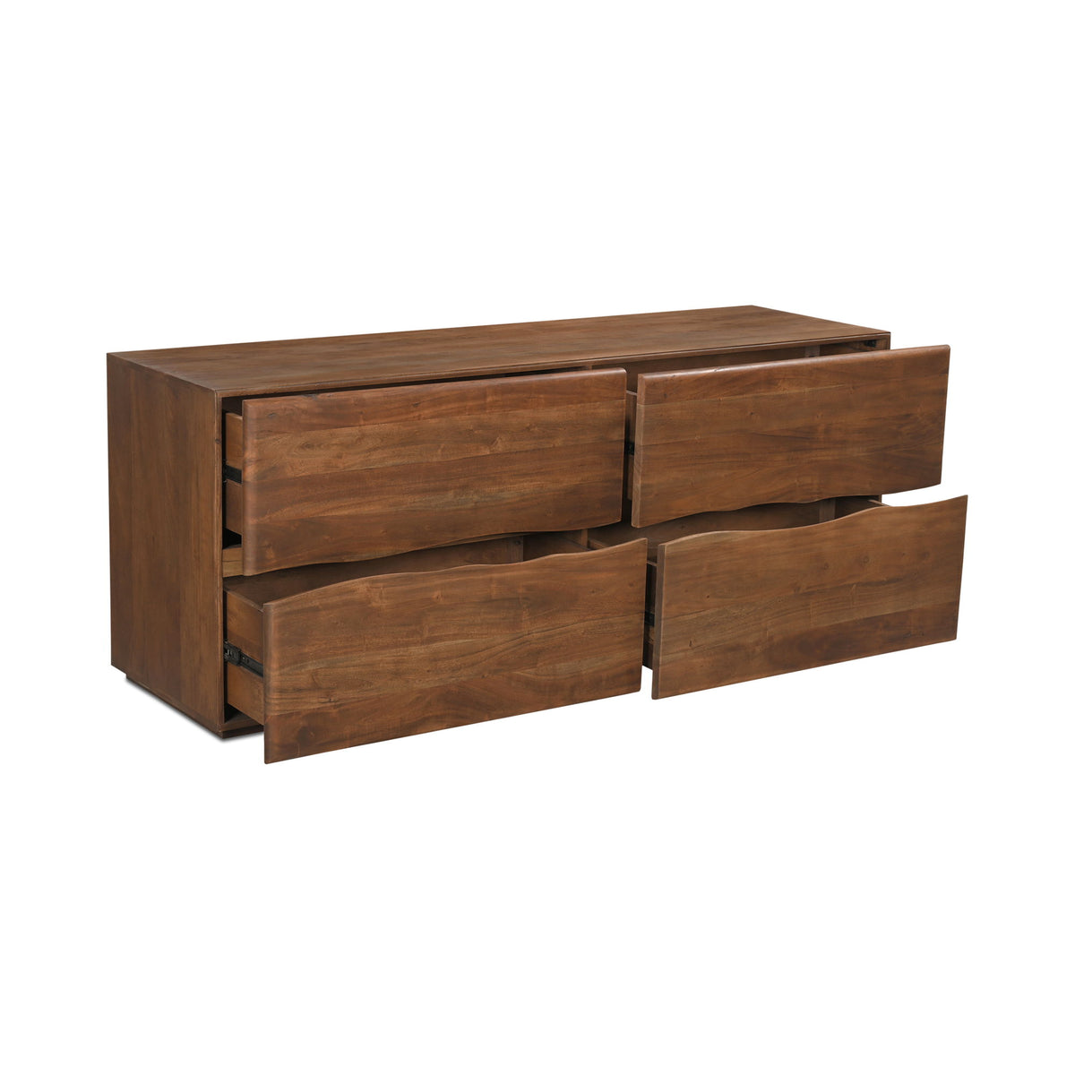 Brown wooden 4-drawer dresser with side-by-side drawer fronts