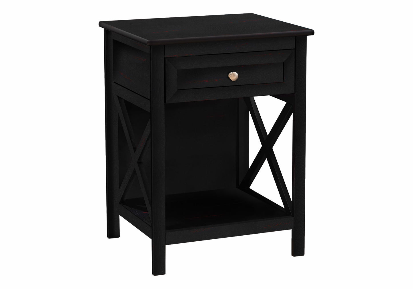 Accent End Table, 2 Tier, Storage Drawer, Transitional Style