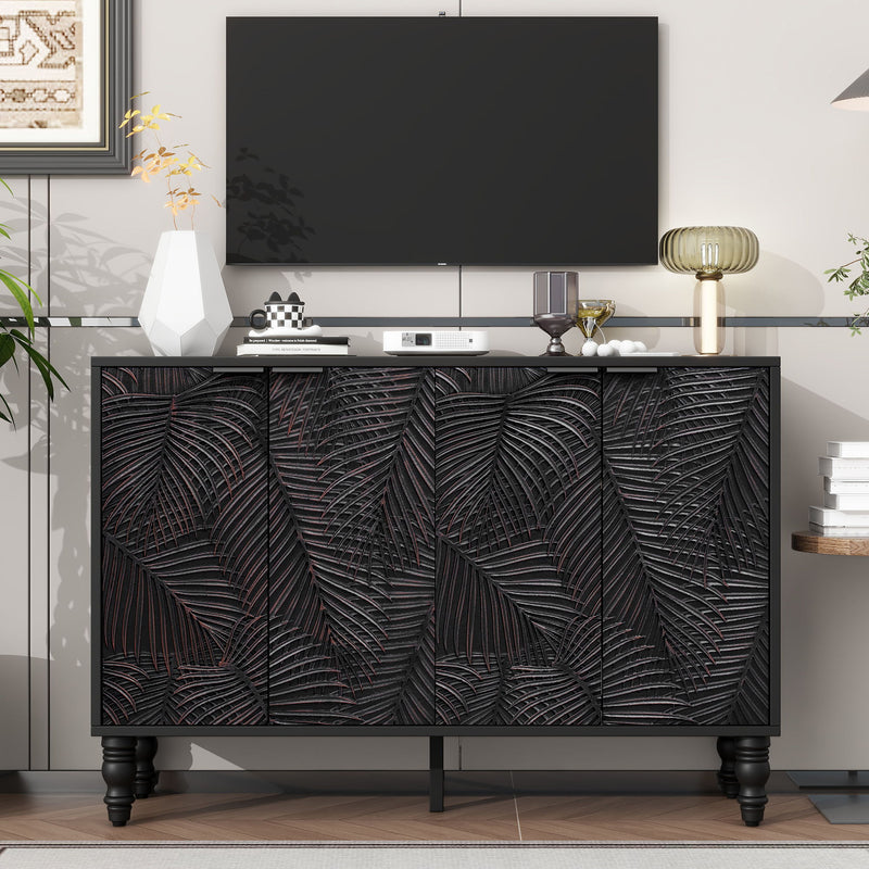 Modern TV Stand With 2 Spacious Storage Space And Anti-Tip Device