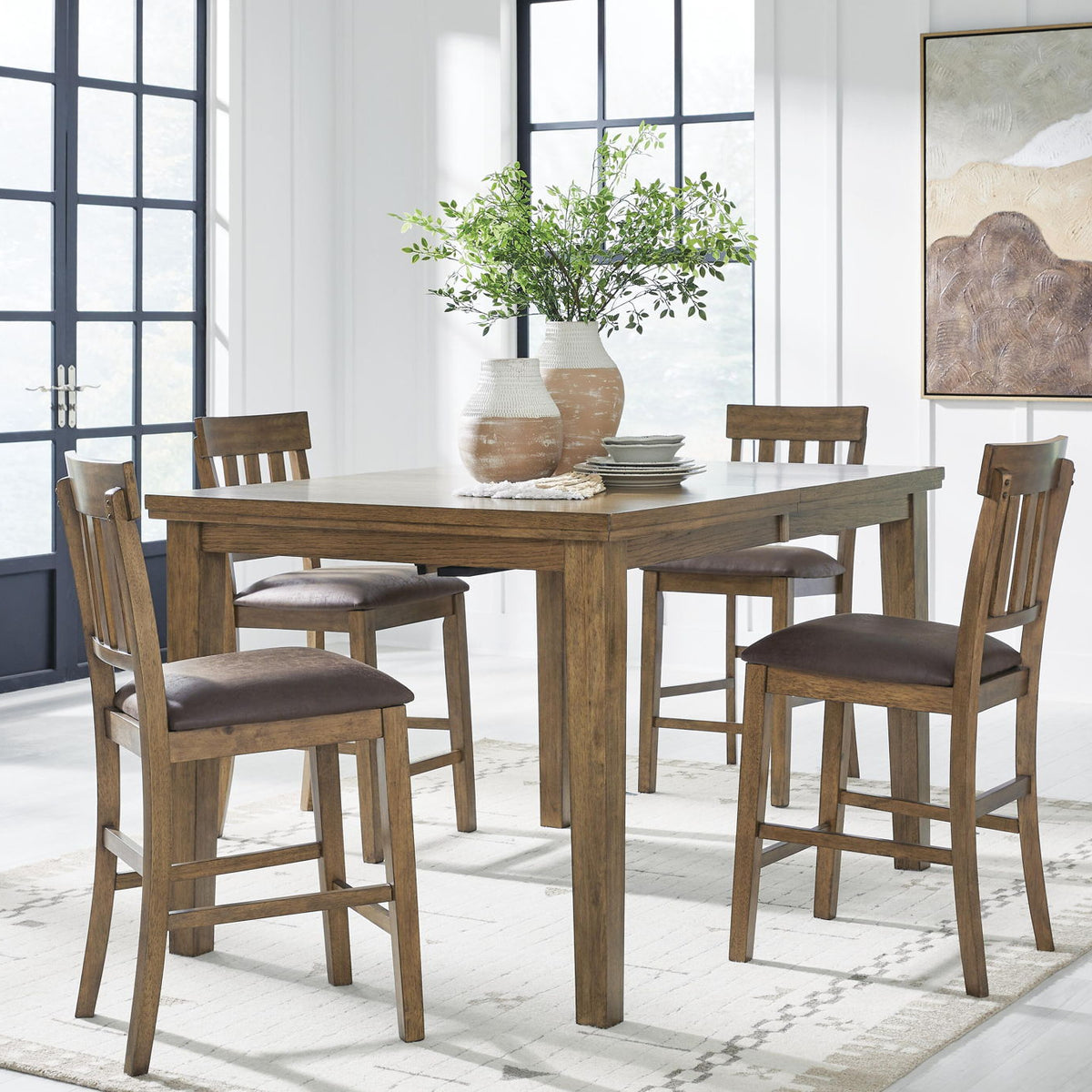 Urbinforte - Counter Height Extension Dining Table Set