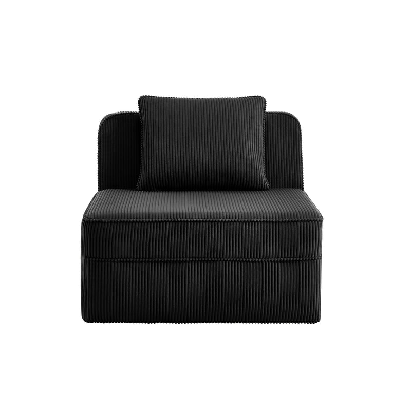 Martha Armless Sofa with Pillow - Black Corduroy