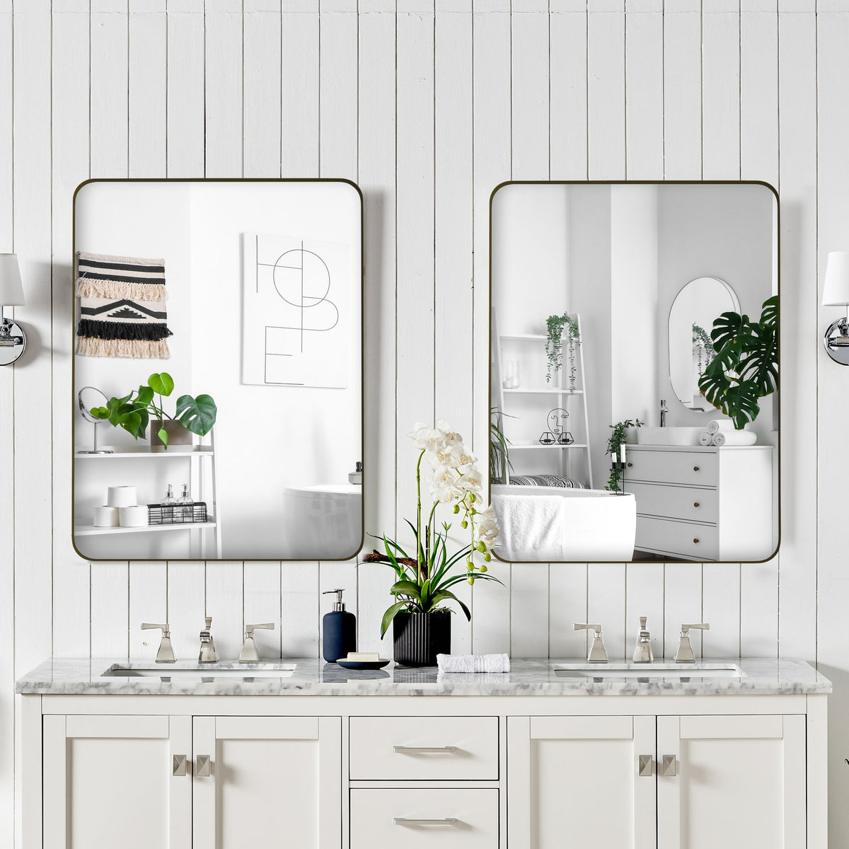 Wall Mirror Rectangular Mirror Metal Framed Mirror Vanity Mirror Dressing Mirror, For Bathroom, Living Room, Bedroom