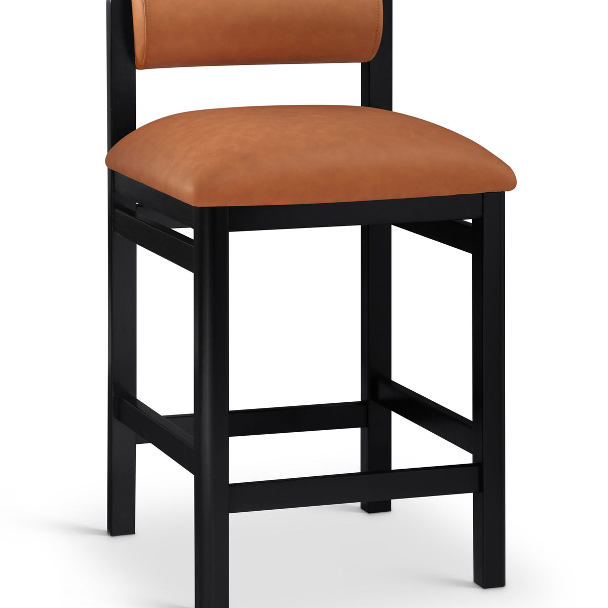 Roundhill - Faux Leather Counter Stool - Black Frame