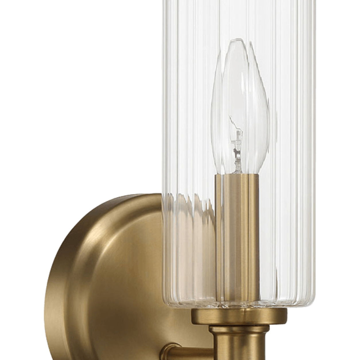 Jardin - Single Light Wall Sconce With Clear Ribbed Satin - Clear / Gold
