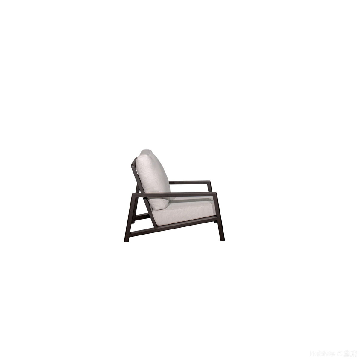 Dark espresso lounge chair with gray seat and back cushion