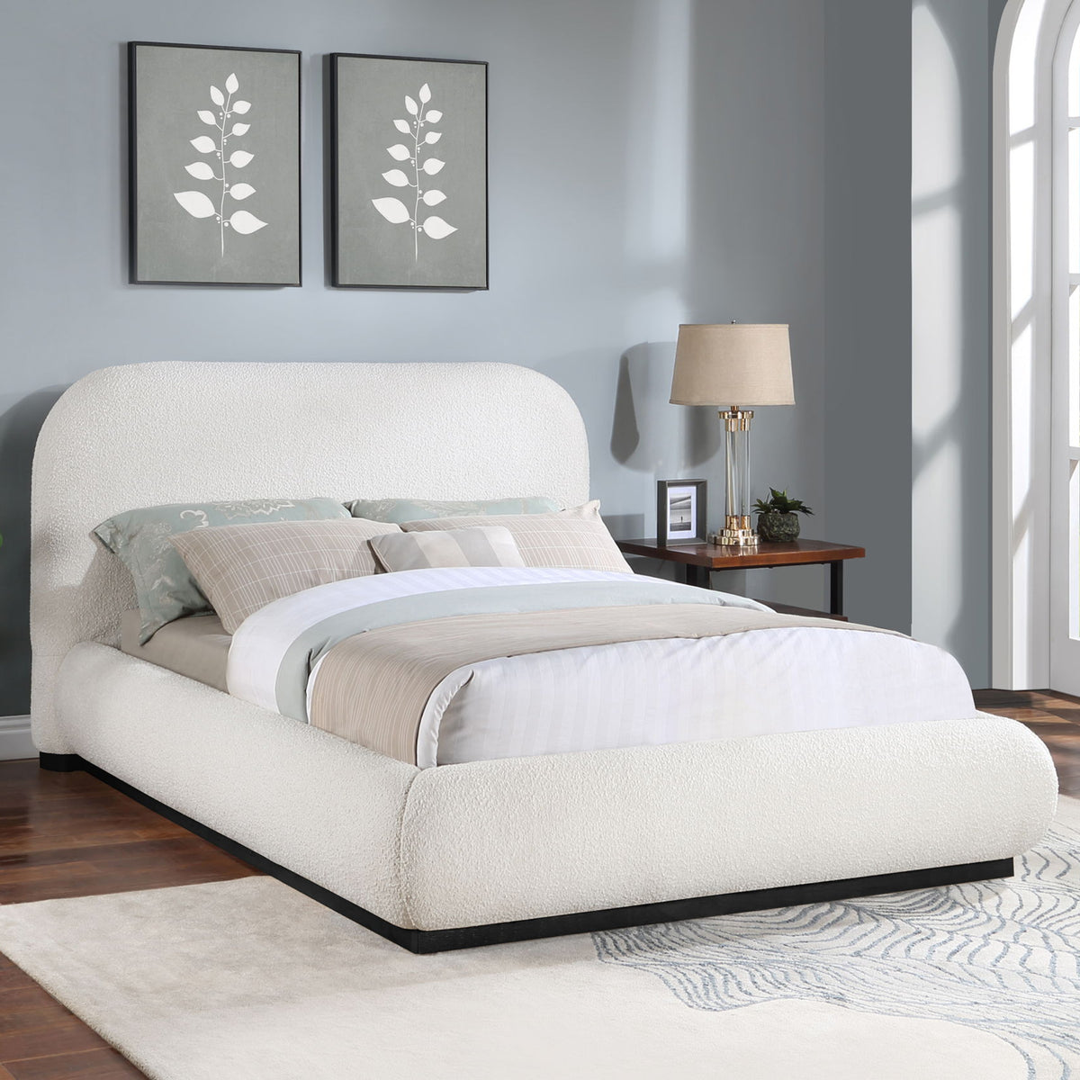 Vaughn - Boucle Bed With Black Base