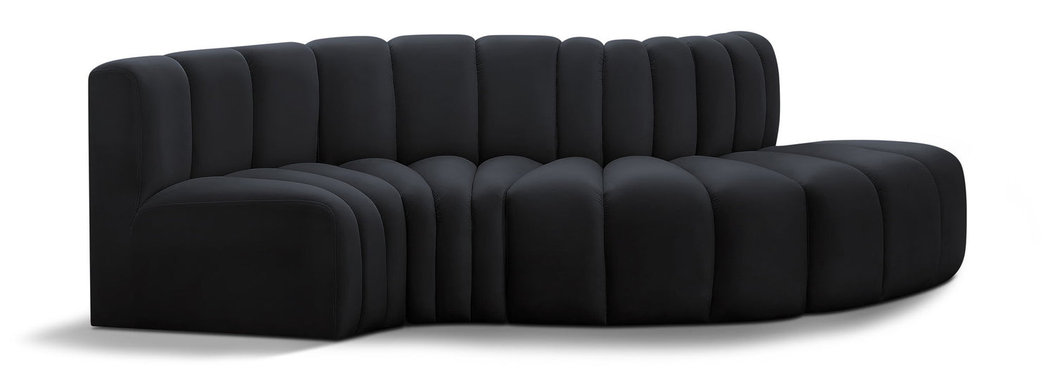 Arc - Velvet 4 Piece L-Shaped Modular Sofa