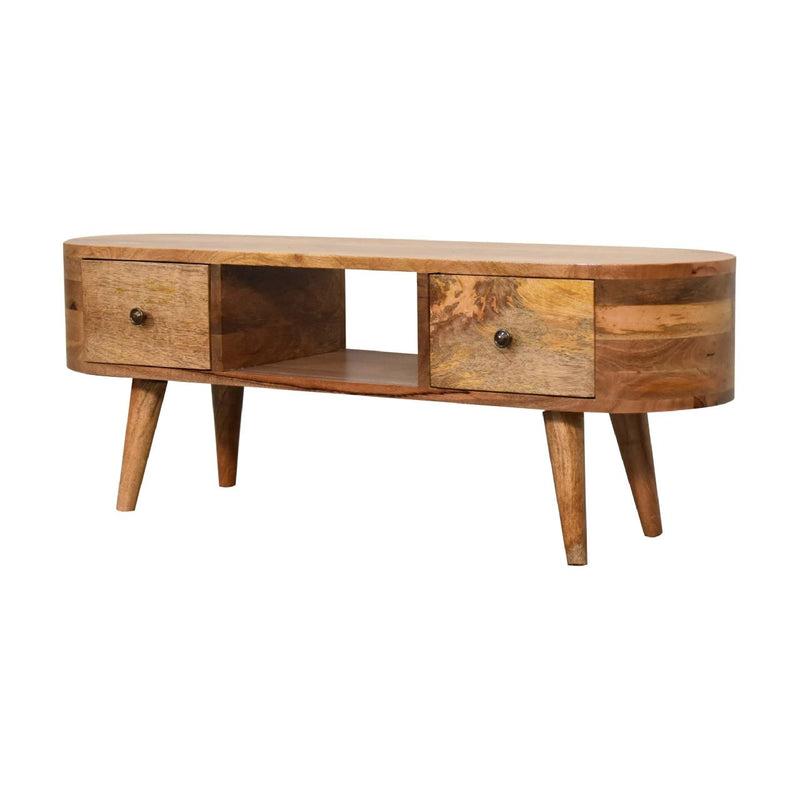 Mini Wooden Rounded Entertainment Unit - Oak