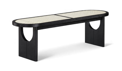 Canovia - Solid Wood And Faux Cane Bench