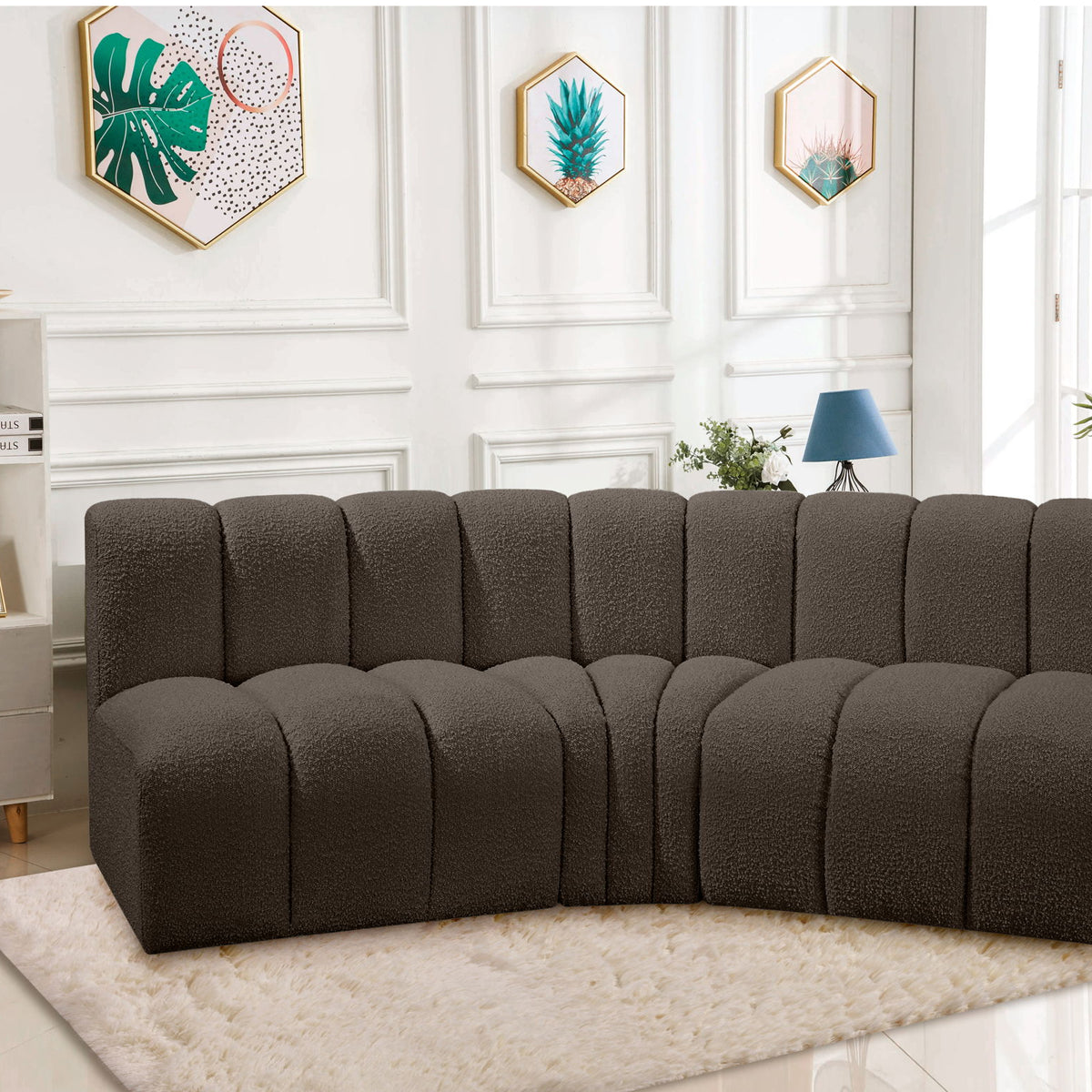 Arc - Boucle Fabric 3 Piece Modular Corner Sofa