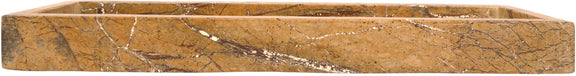 Long yellow marble tray with light veining and low, raised edges.