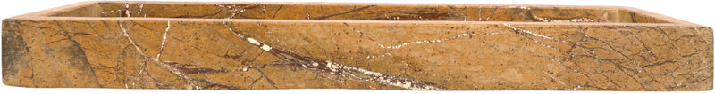 Long yellow marble tray with light veining and low, raised edges.