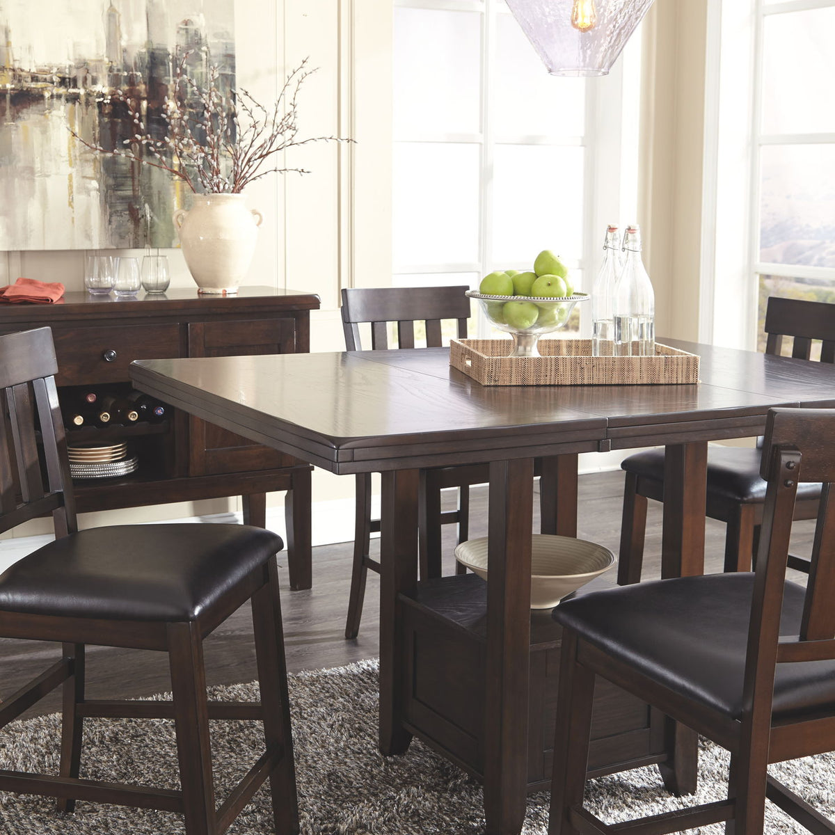 Haddigan - Rectangular Dining Room Counter Extension Table - Dark Brown