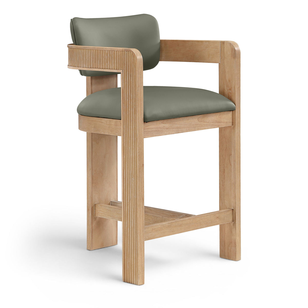 Sacha - Vegan Leather Upholstered Counter Stool With Natural Base