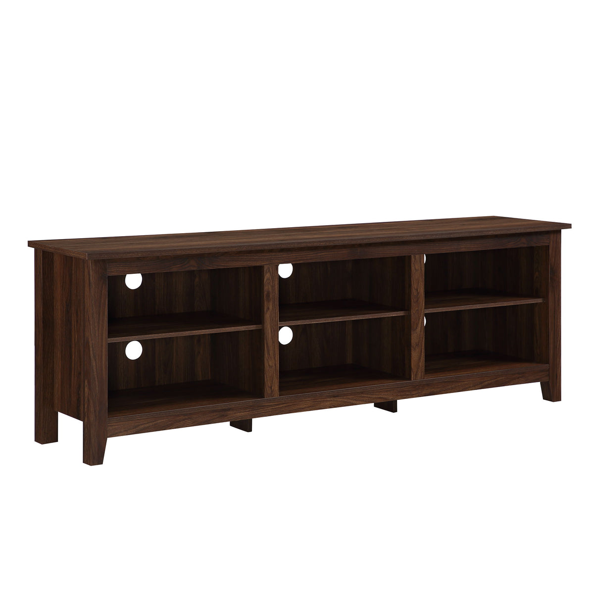 Aglow - 3 Shelf Open Storage 70" TV Stand For 80" TVs - Dark Walnut