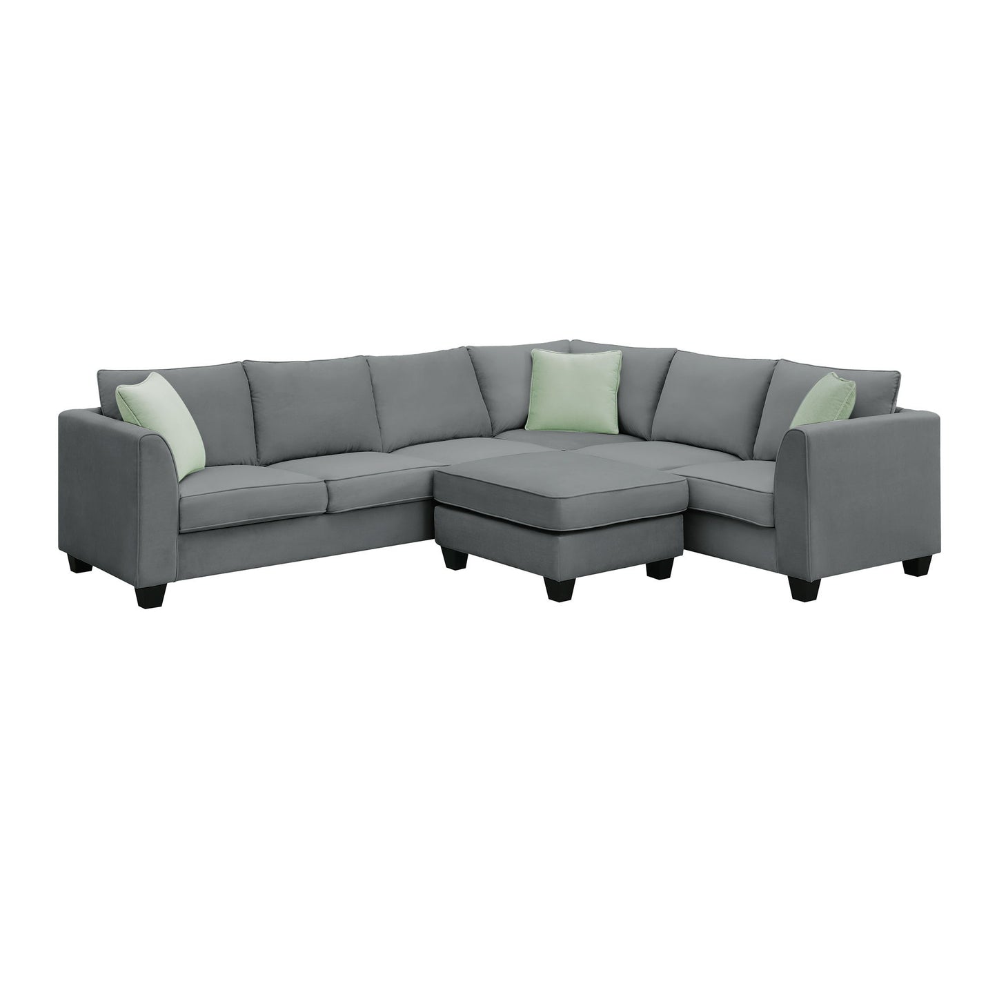 Sectional Sofa Couches Living Room Sets, 7 Seats Modular Sectional Sofa With Ottoman, L Shape Fabric Sofa Corner Couch Set With 3 Pillows