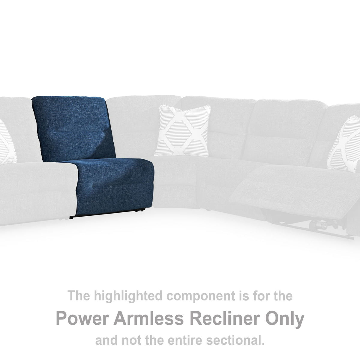 Acklen Place - Power Armless Recliner With Adj Headrest - Navy