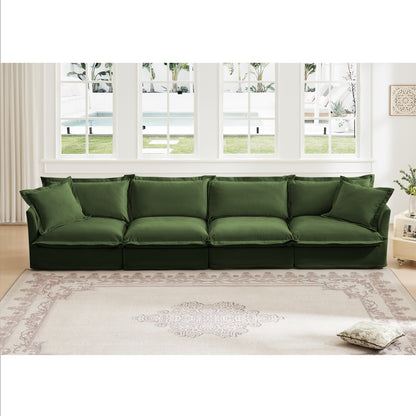 4-Seater Slipcovered Chenille Sofa - Green Chenille