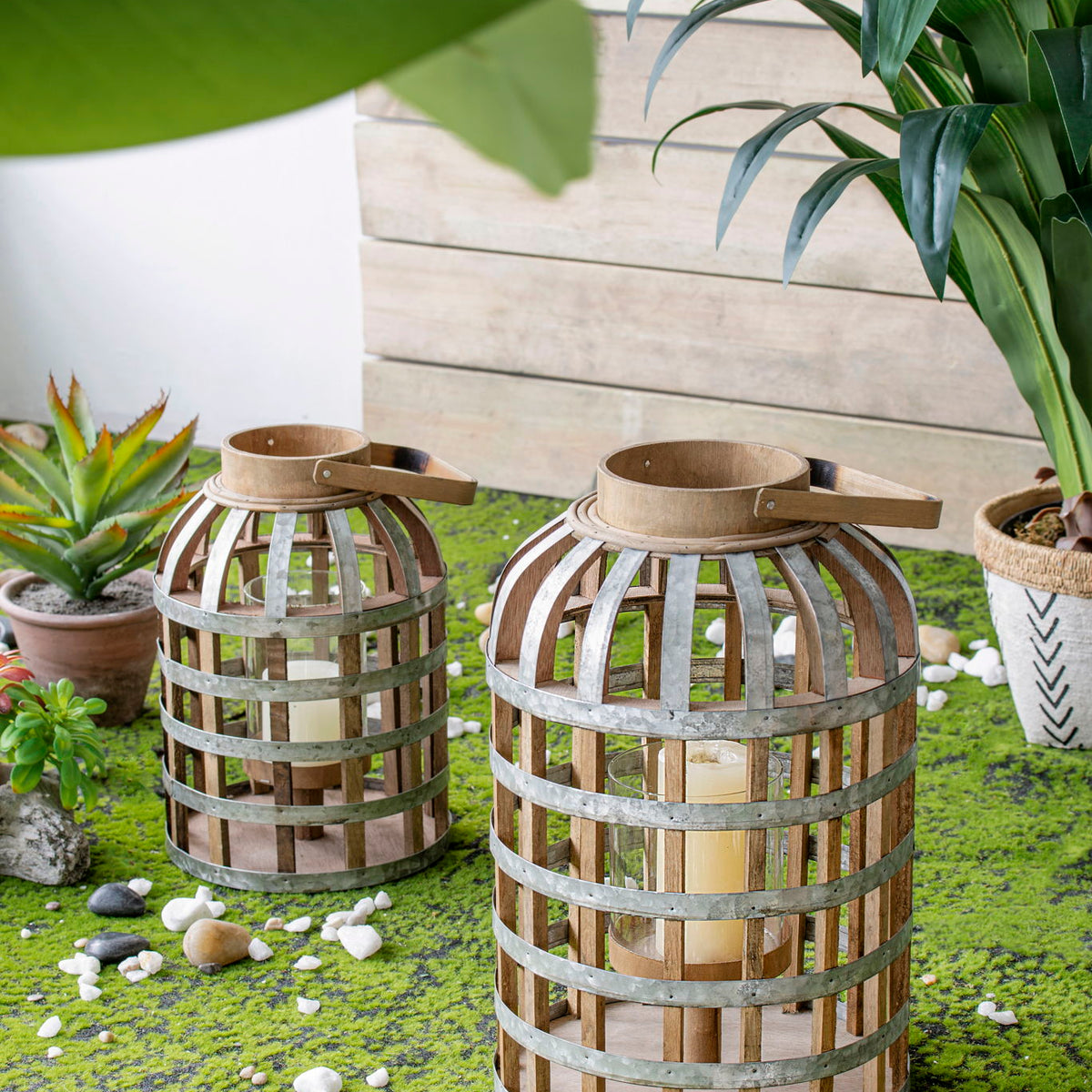 Decorative Lantern With Handle, Wooden Lantern For Indoor Outdoor, Home Garden Wedding