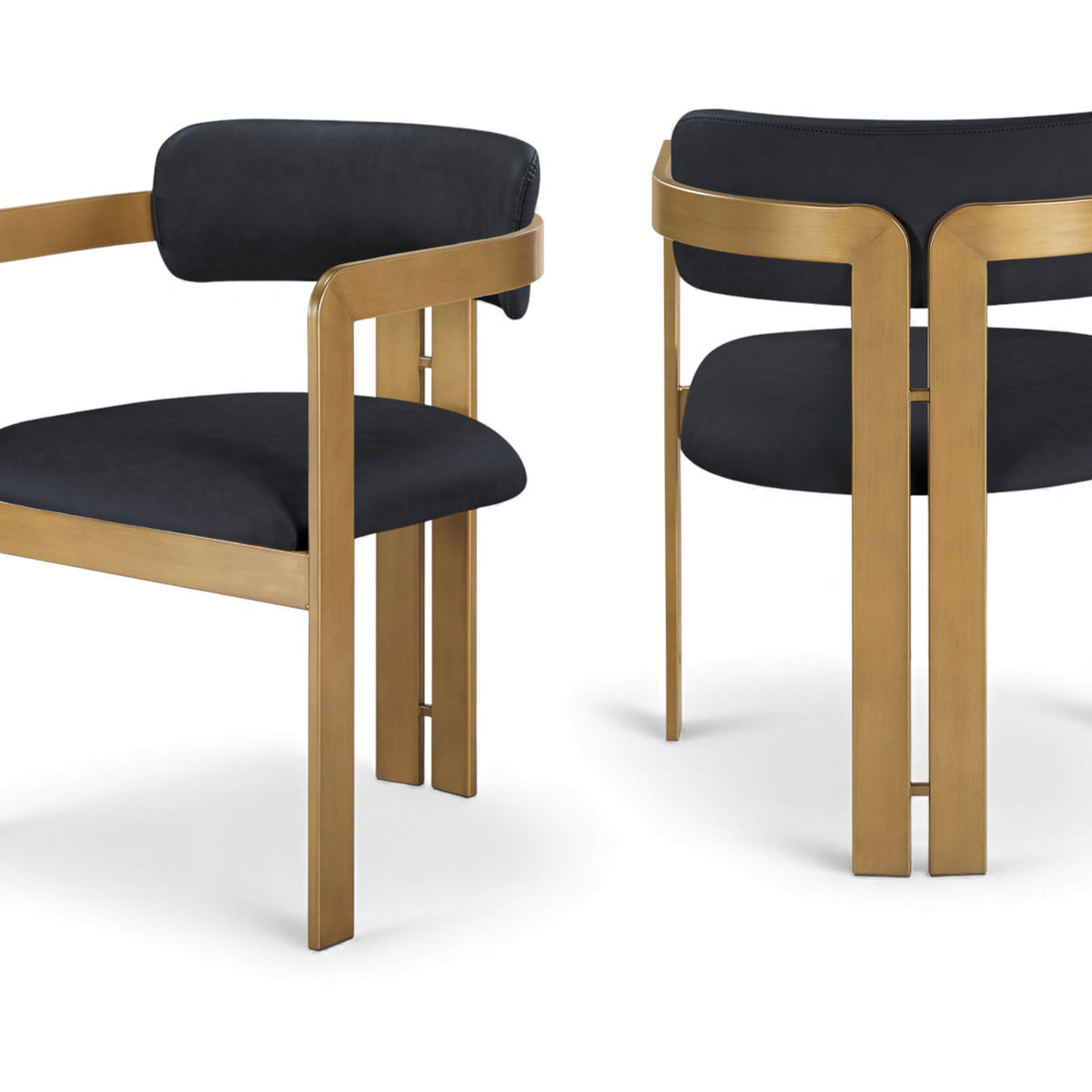 Aurum - Vegan Leather Upholstered Dining Chair With Brushed Brass Base (Set of 2)