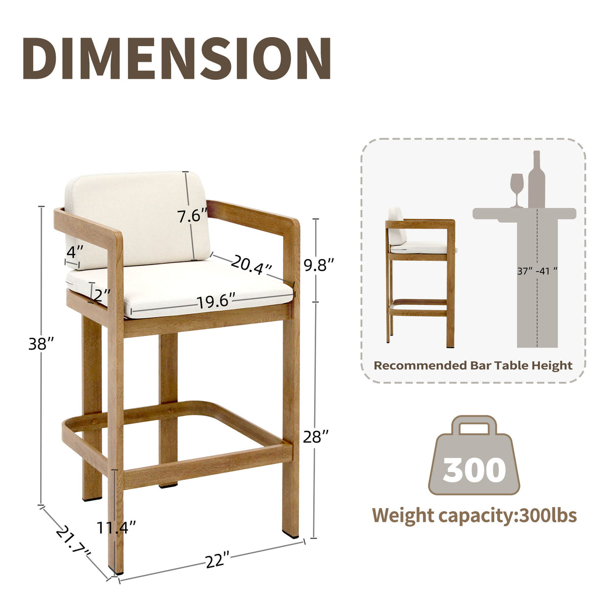 Bar Stool For Gardens And Patio (Set of 2) - Oak