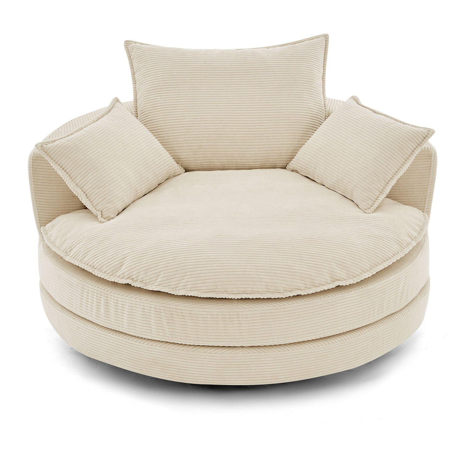 360° Swivel Accent Barrel Chair With Dual Layer Cushion And 3 Removable Pillows