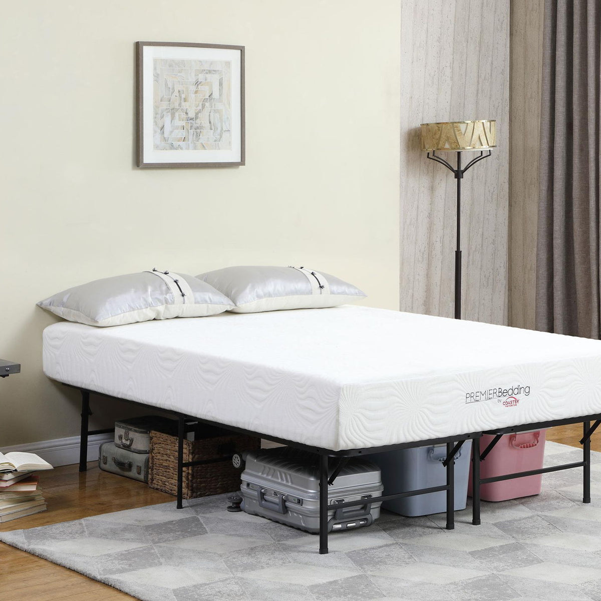 Mabel Metal Queen Mattress Support Platform Bed Black