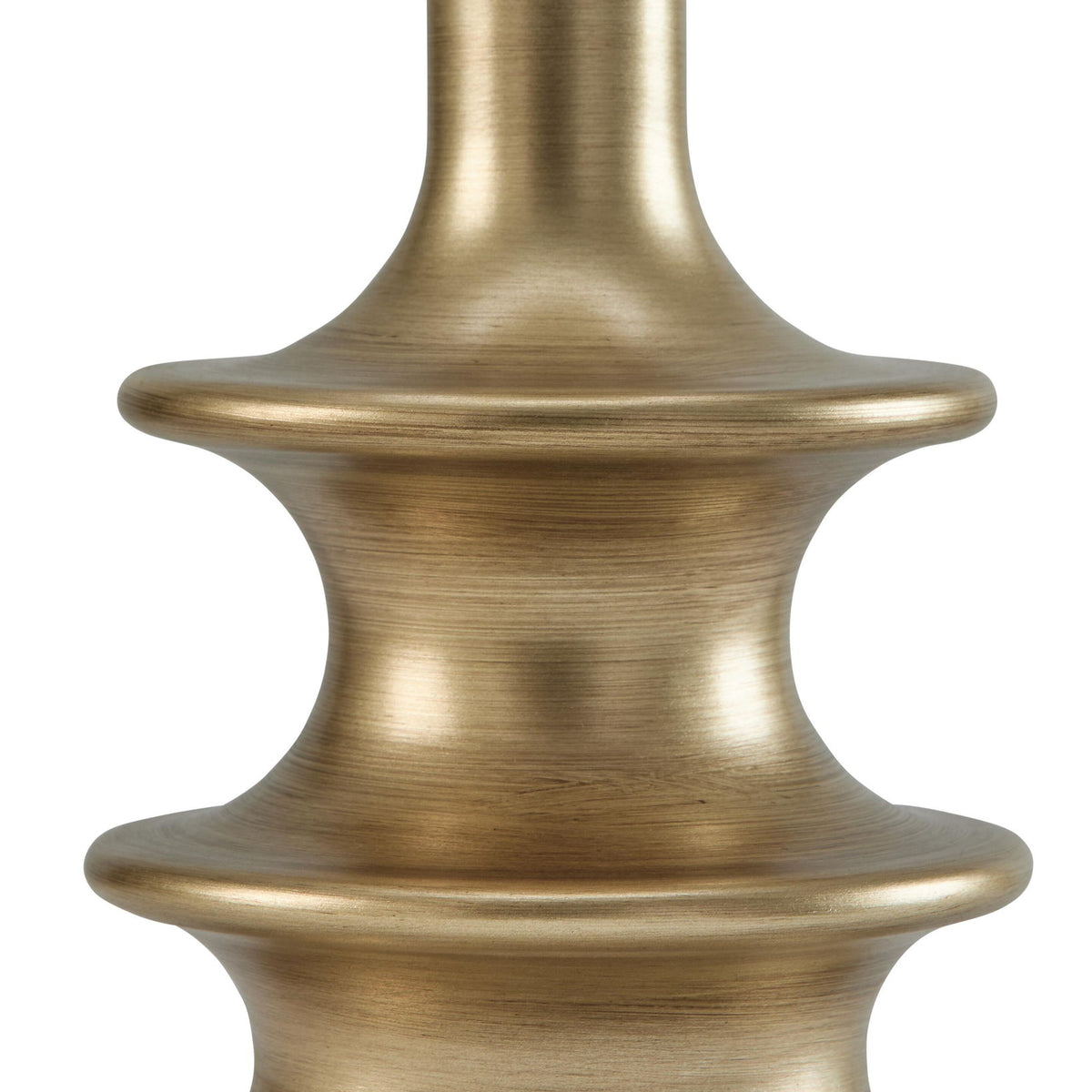Antique gold lamp base with stacked fluted columns and smooth brushed finish