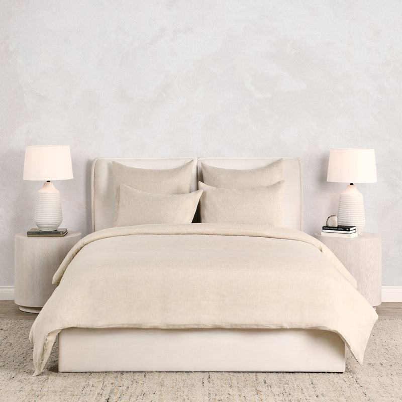 Jayson linen cashmere sham set in light natural beige, square bed pillows
