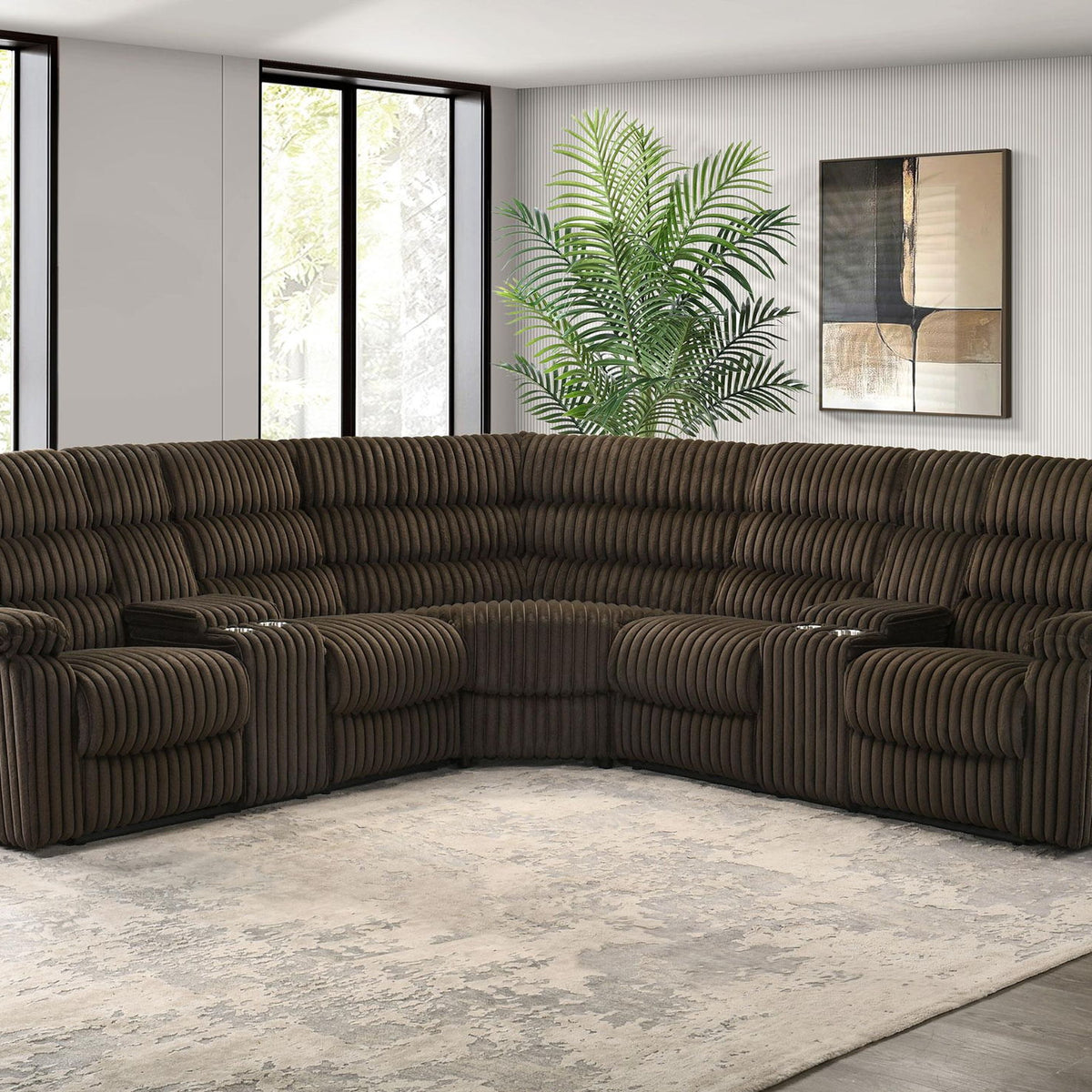 Atkinson Upholstered Reclining Sectional Sofa Chocolate