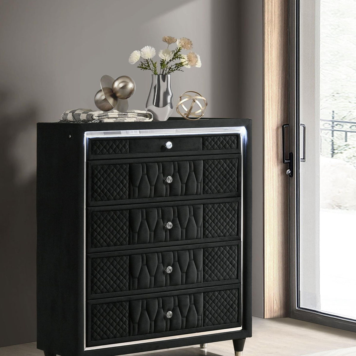 Lorient 5-drawer LED Chest of Drawers Black