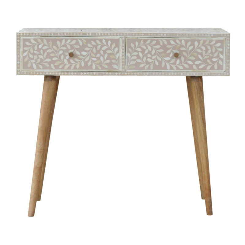 Floral Bone Console - Beige / White
